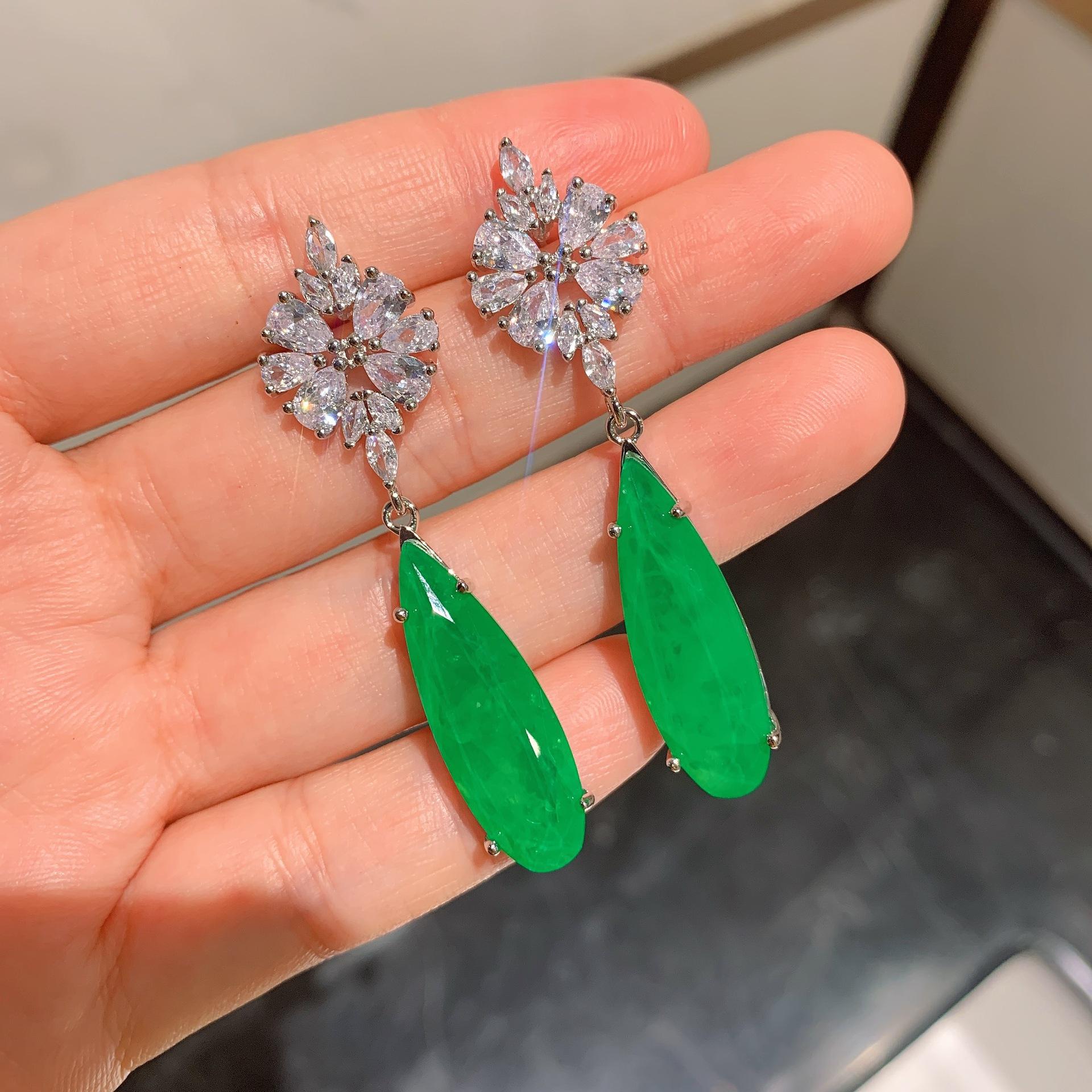 Personalized Color Zircon Earrings, Temperament Women S Jewelry, Geometric Shining Zircon Stud Earrings