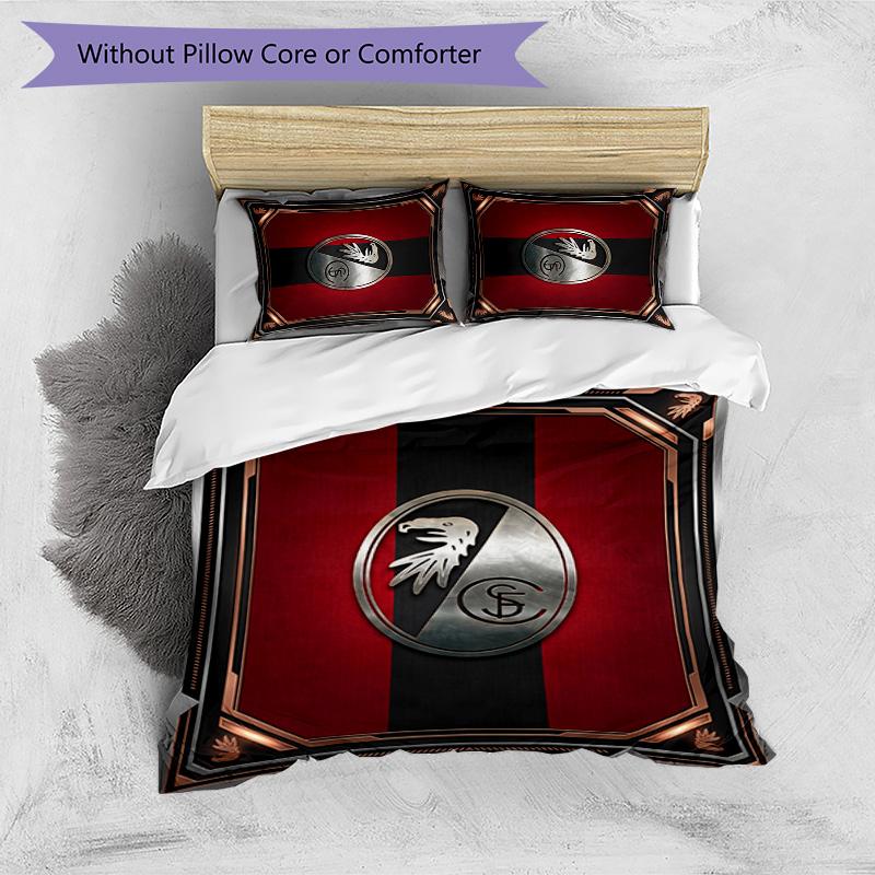 Set Lenzuola Stampato 3 Pezzi SC Freiburg FC Copripiumino Traspirante con Federe Biancheria da Letto Decorativa per Camera da Letto Casa