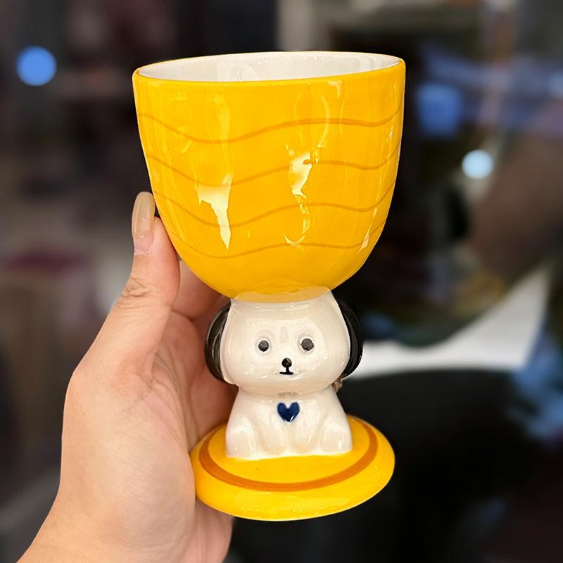 

Cute Hand Painted Ceramic Ice Cream Cup Creative Goblet Cartoon Water Cup Birthday Gift Scented Candle Cup Souvenir 280ml