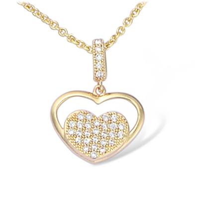 [L1803] - Gold Plated Pendant 'Love Divine' White Gold - 20x13 Mm