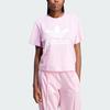 Adidas Originals Adicolor Trefoil Boxy Tee With Letter Logo Print Women Tops Pink IN2492