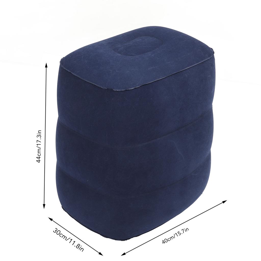 Inflatable Foot Rest Double Valve Blue PVC Flocking Washable Inflatable Travel Foot Rest Pillow for Men Women