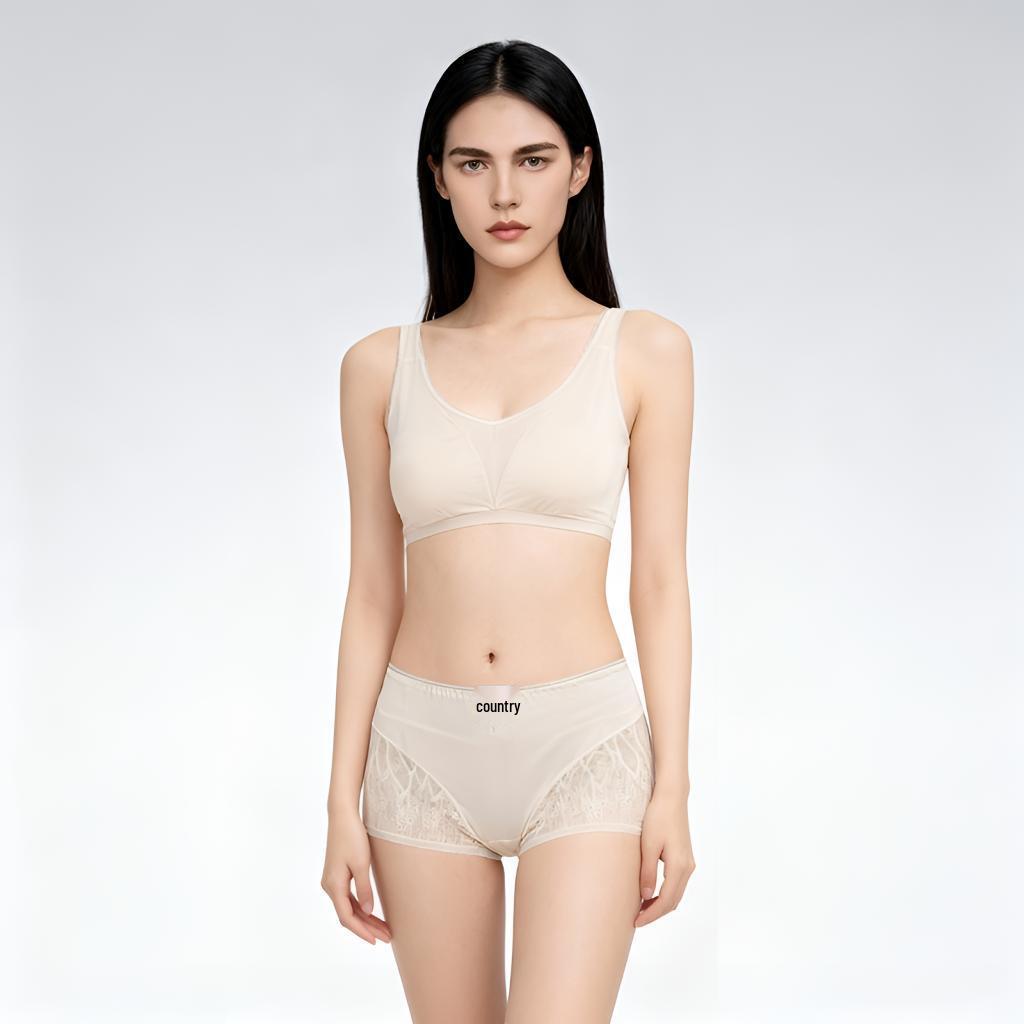 Spring Mulberry Silk Mid-Waist Women s Lace-Trimmed Comfortable Triangle Briefs M