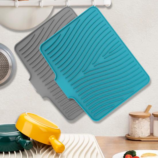 Silicone Dish Drying Mat Heat Resistant Drain Pad Sink Mat for Kitchen Counter Quick Drying Dish Mat Multifunctional Tableware Mat