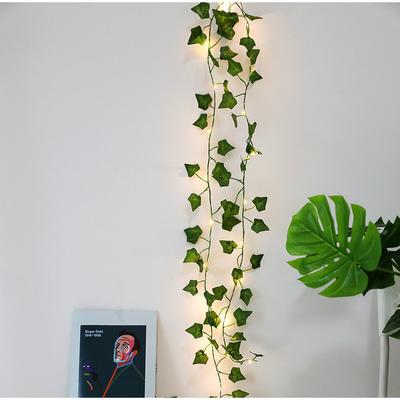 LED Artificial Plants String Light Green Maple Leaves Lamp Garland DIY Battery Powered Hanging