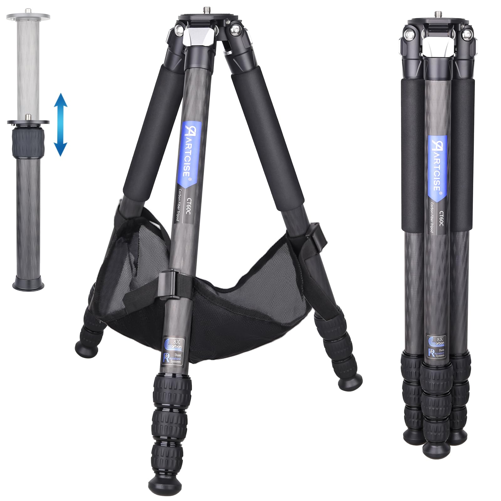 

ARTCISE 29mm Large Carbon Fiber Compact Travel Tripod for and 20kg Weight Capacity Tripod, Cameras, Videos, DSLRs,
