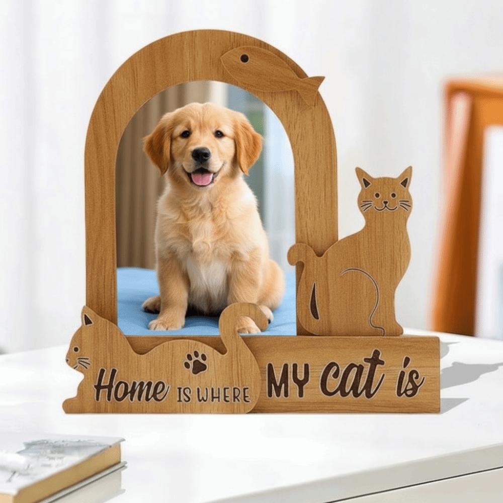 Wood Pet Photo Frame Dog/Cat Shape Photo Album Frame Cat Keepsake Frame  Home Decor