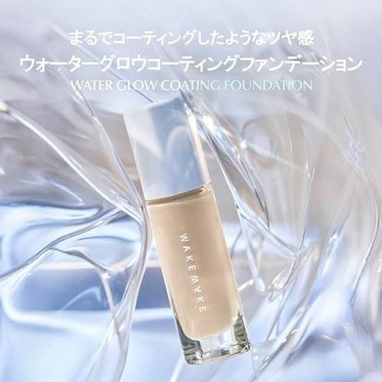 wakemake Water Glow Coating Foundation 22 Neutral Korean Cosmetics Liquid Moisturizing Dewy Skin Sheer Coverage Adherence Dry Combination