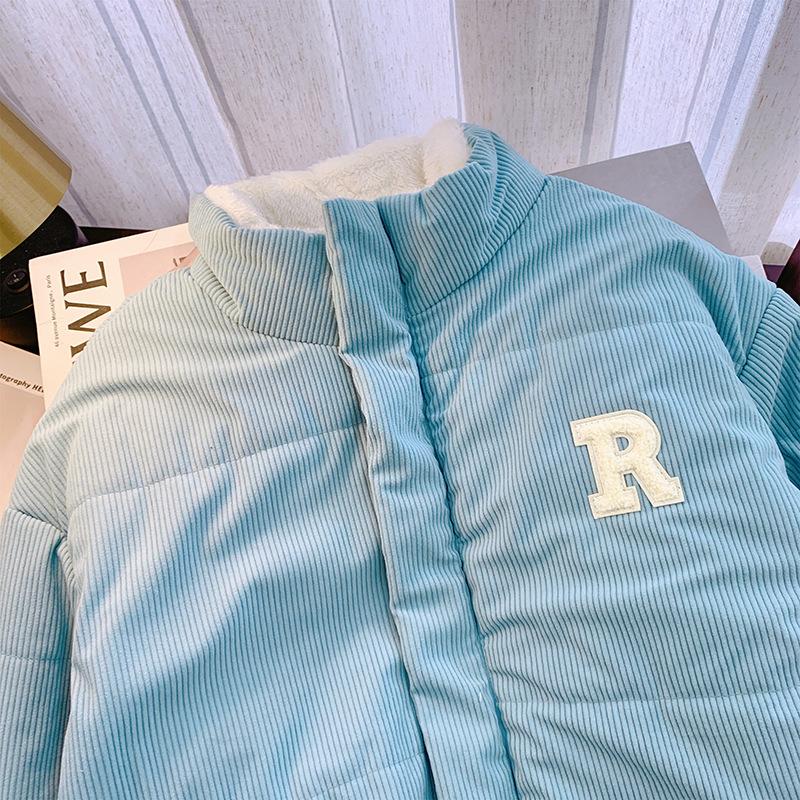 Korean Version of Double-sided Lamb Wool Cotton-padded Jacket Winter Corduroy Cotton-padded Jacket with Velvet Padded Down.