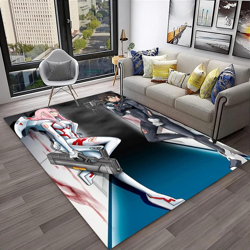 DARLING In The FRANXX Cartoon Zero Two Sexy Girl Carpet Rug for Home Living Room Bedroom Sofa Doormat Decor,Non-slip Floor Mat