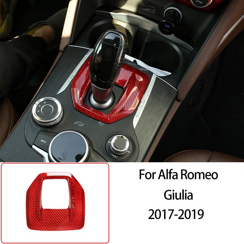 For Alfa Romeo Giulia 2017-2025 Red Real Carbon Fiber Car Interior Trim Sticker Accessories Car Modification