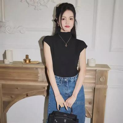 2025 Women's Slim Fit Short Sleeve High Collar Casual T-Shirt