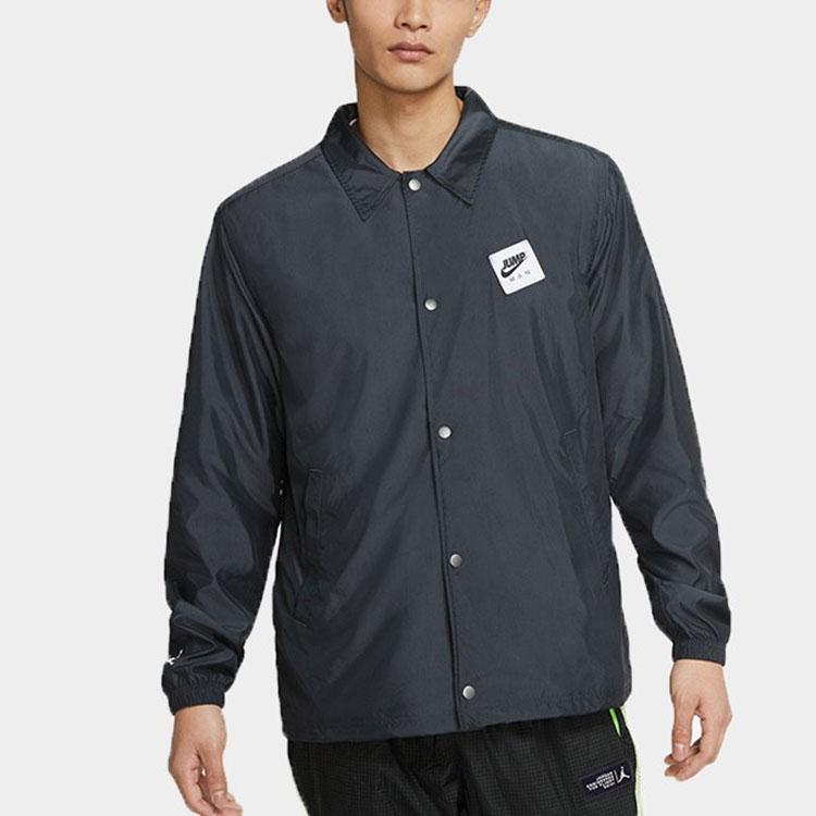 Air Jordan Embroidered Swoosh Logo Sports Jacket Men Outerwear Black CZ4825-084