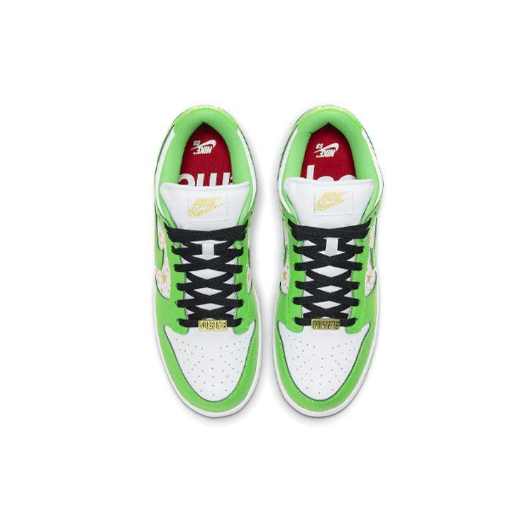 Supreme X Nike Dunk Low OG SB QS Mean Green Unisex Sneakers White Metallic-Gold DH3228-101