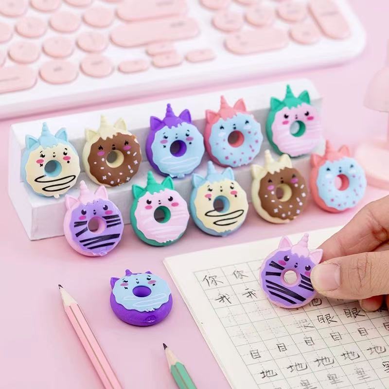 Gift Wholesale Donut Shape Eraser Cute Creative Childrens Learning Stationery Kindergarten Elementary School Kawai Eraser Lovely