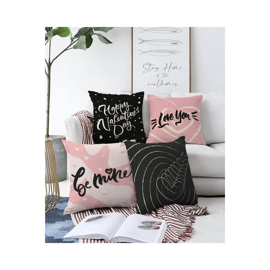 4-teiliges doppelseitig bedrucktes Kissenbezug-Set „Valentine's Day Concept“.