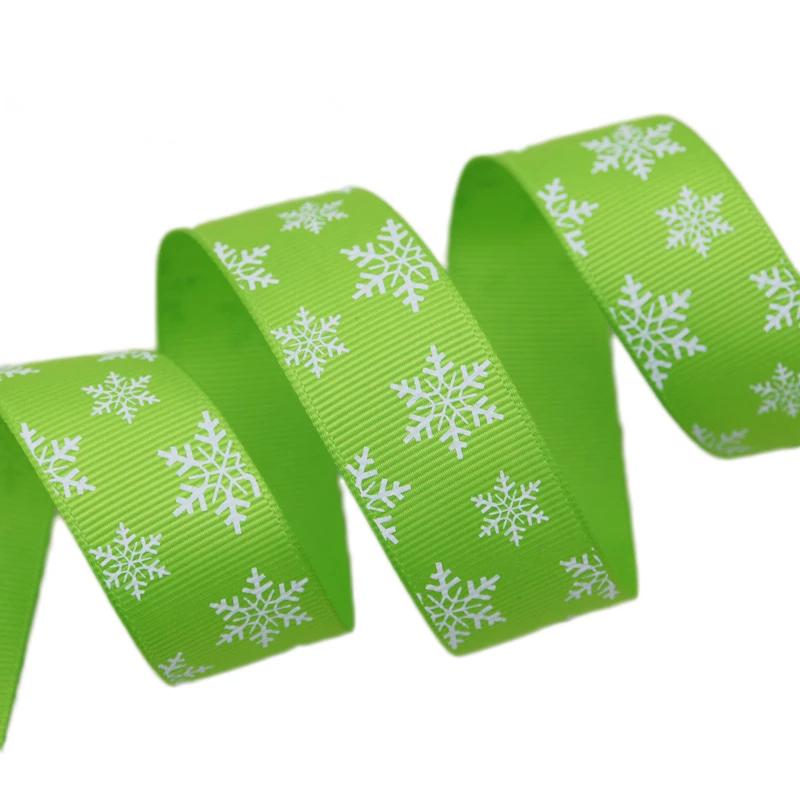 (10 meters/lot) 1" (25mm) Red printed White snowflake Grosgrain Ribbon christmas gift ribbons
