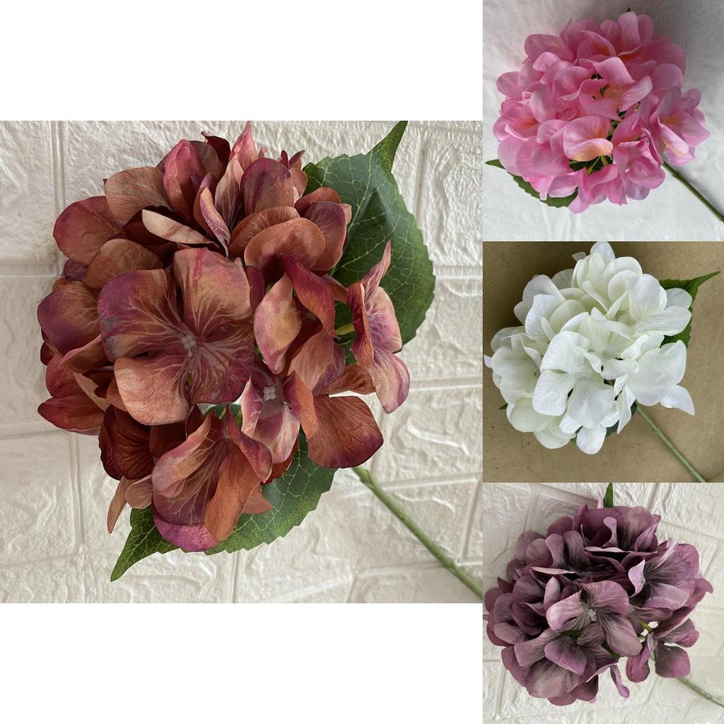 Lifelike Silk Hydrangea Flowers 18in Realistic Wedding Home Decor Photography Props Gift