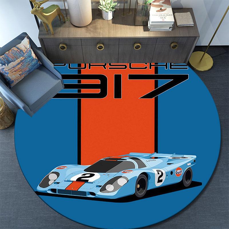 Gulf Racing Art pattern round rug,Carpet Rug for Living Room Bedroom Playroom ,Non-slip Floor Mat,Holiday Gifts and Birthday Gifts.