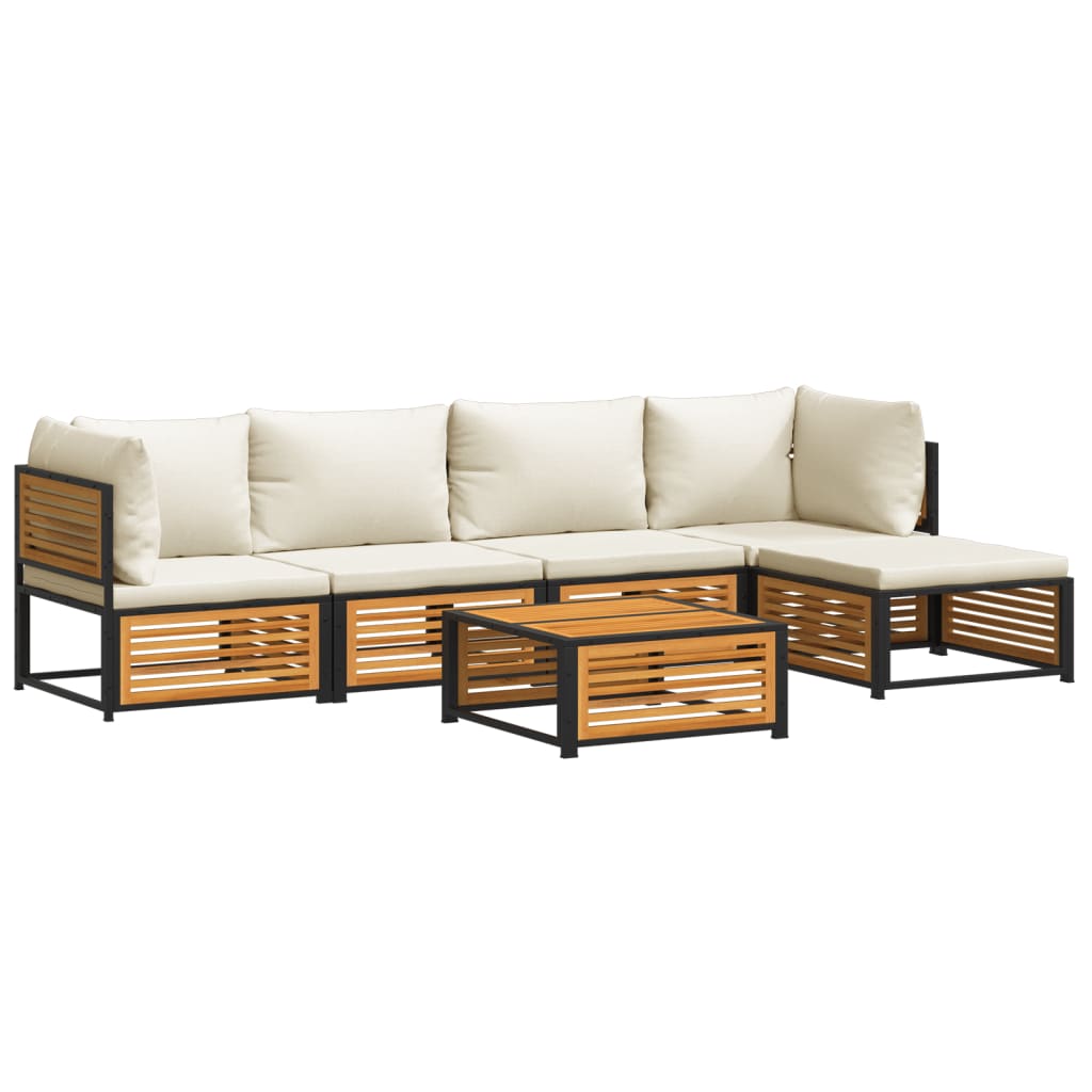 6 Piece Garden Sofa Set with Cushions Solid Acacia Wood