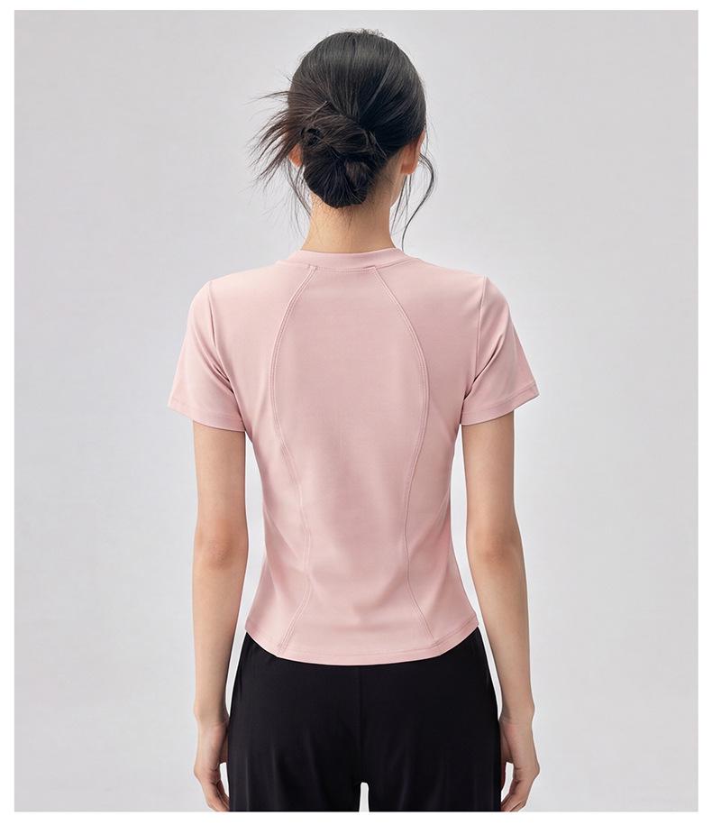 Women's Versatile Half-Zip Pilates Slimming Short Sleeve T-Shirt