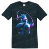 Mewtwo Psychic Creature T Shirt Neon Blue Purple Fantasy Gamer Graphic Art Tee