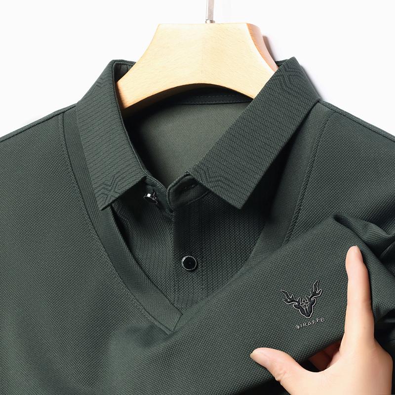

Autumn New Men S Luxury Brand Embroidered Long Sleeved Polo Shirt Striped Fake Two-Piece Soft Lapel T-Shirt Men S Clothing L армия зеленый