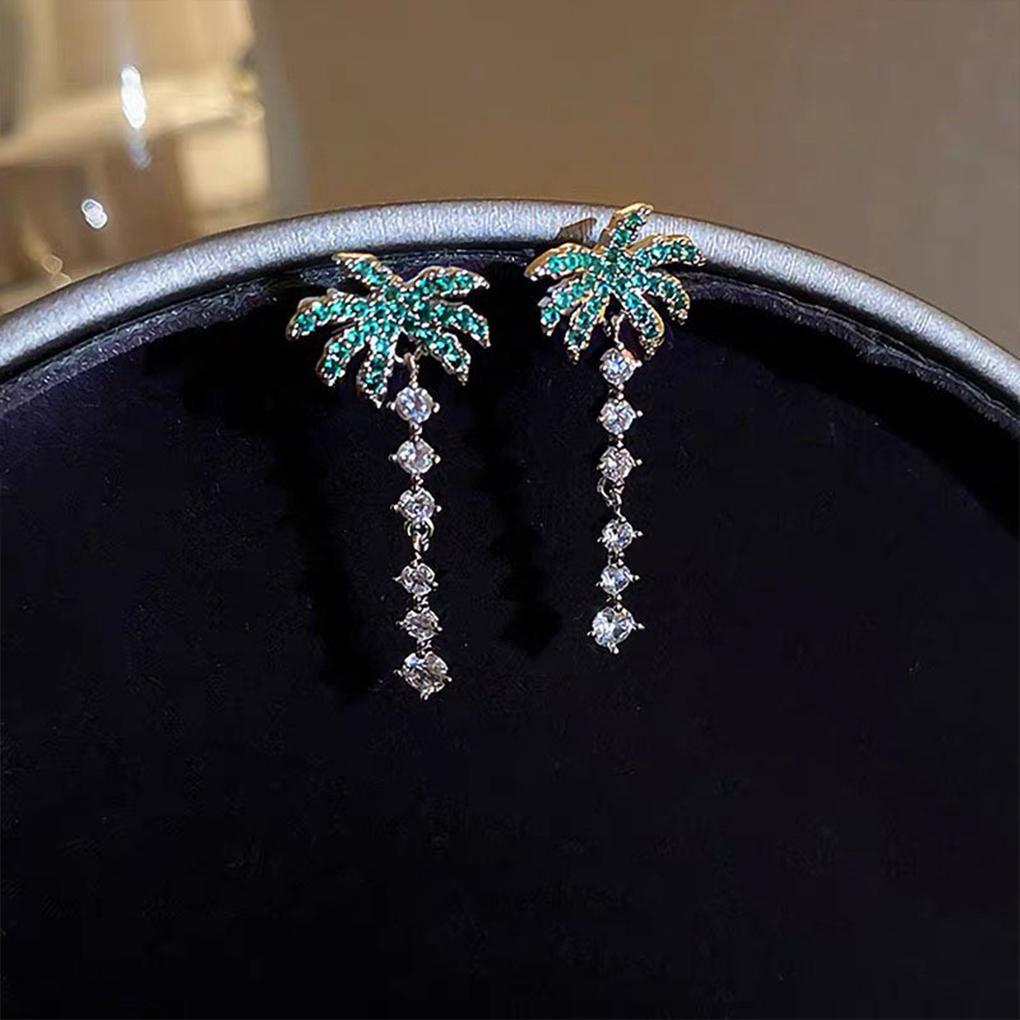 1 para stopowych kolczyków z drzewem kokosowym, urocze, eleganckie, galwanizowane, dekoracyjne, błyszczące, damskie kolczyki wiszące, biżuteria, ozdoba