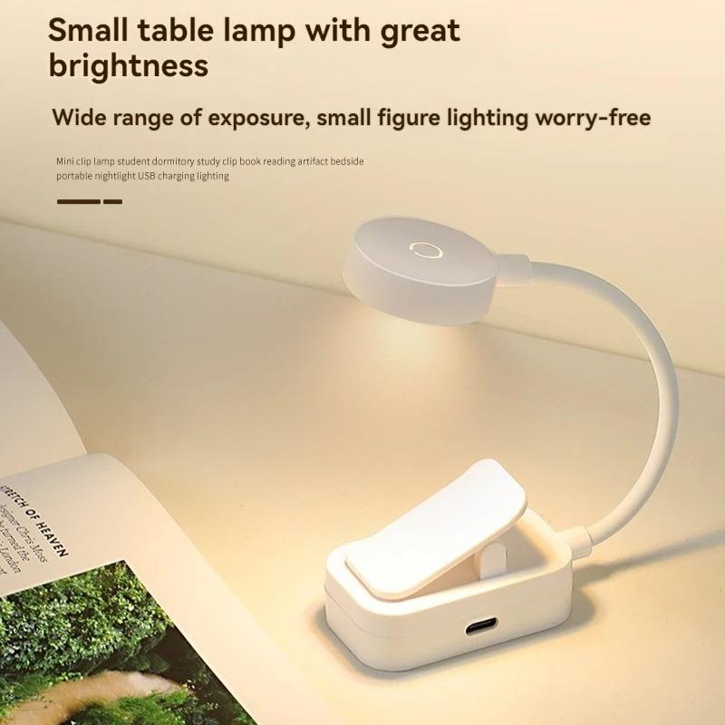 Mini USB Rechargeable Clip‑on LED Reading Light, 3 Modes Adjustable Portable Book Lamp for Bedroom & Travel