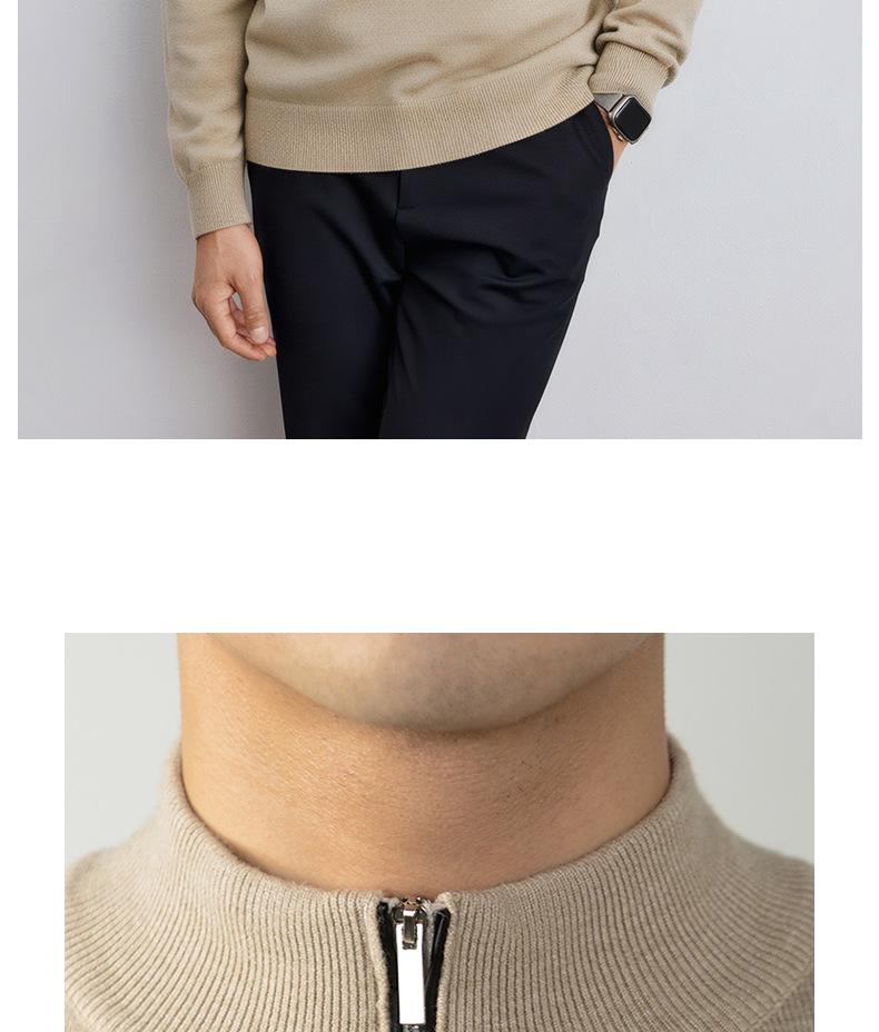 Luxurious, Soft, and Skin-friendly Men's Slim-fit Half-zip Stand-collar Wool Sweater; Thickened for Warmth In Autumn and Winter.