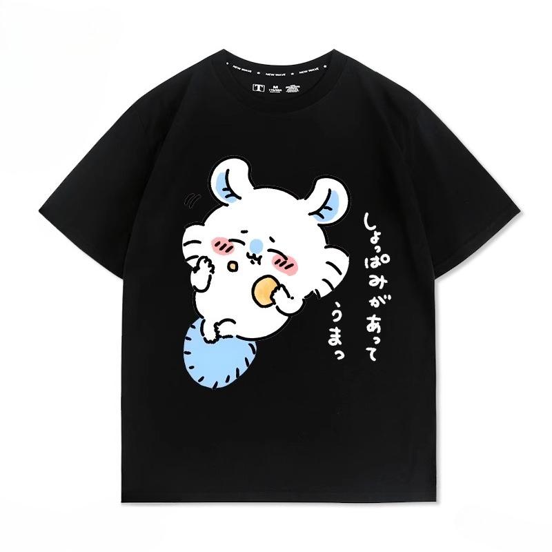 Miniso Cartoon Cute Chiikawa Printed Women Men Short-sleeved T-shirt Summer Casual Fashion Cotton Teenagers Loose Clothes