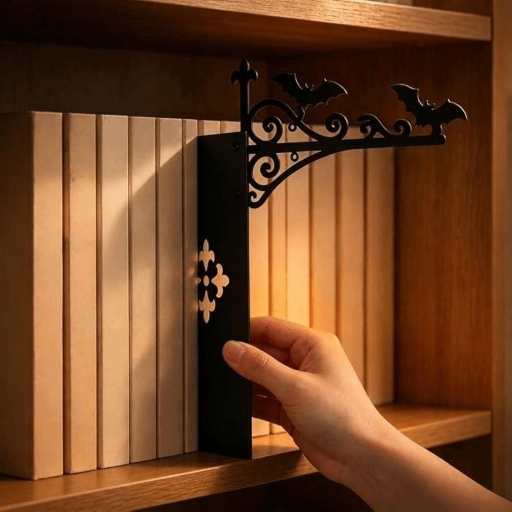 Vintage Iron Bookshelf Divider Solid Iron Book Stopper Decorative Bookend Library Reading Nook