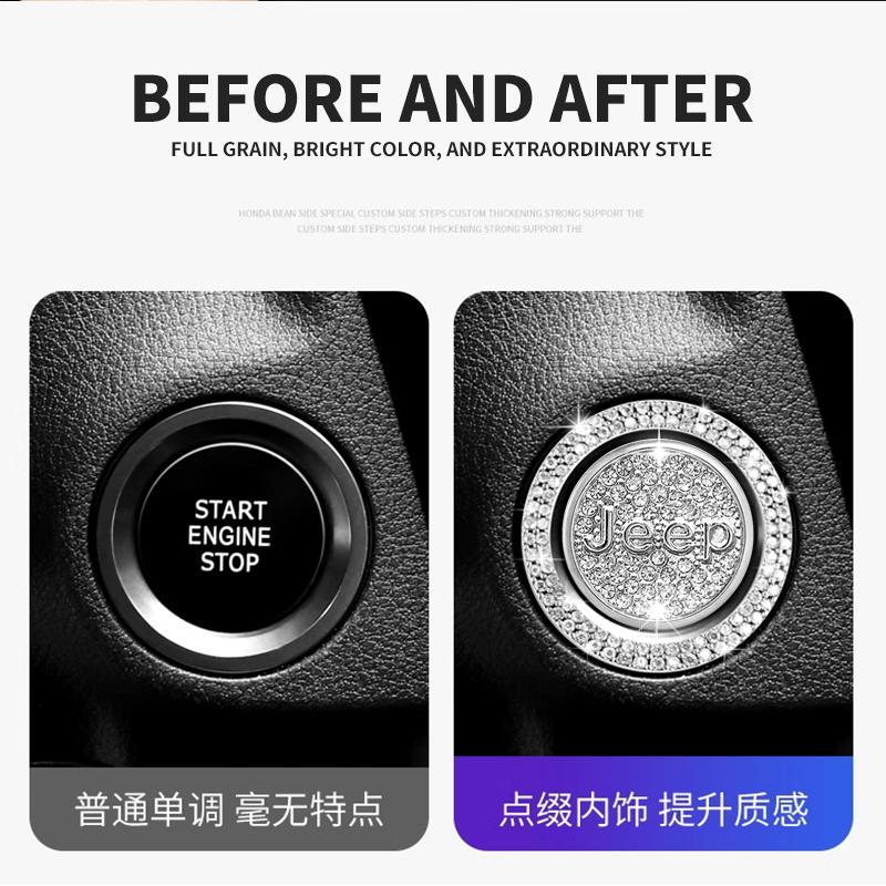 Car One-start Button Diamond Decoration Stickers For Jeep Wrangler Grand Cherokee Compass Renegade Cherokee Gladiator