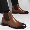 Winter Warm Men High Top Chelsea Rubber Boot Invisible Heel Men Lifted Boots Men Leather Platform Boots Height Increasing