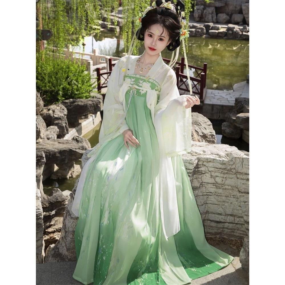 Original Tang Style Hanfu Jiangyun - Red & Blue Qi Xiong Ru Qun, Daily & Performance Ancient Chinese Dress