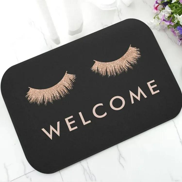 Fashion Rose Gold EyeLash Welcome Mat Bedroom Hallway Entrance Floor Mats Carpet for Living Room Soft Anti-slip Area Floor Rugs