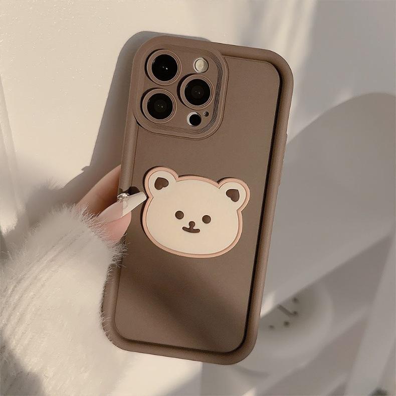 Applicable To Apple 15 Smile Bear Mobile Phone Case iPhone17 New Simple Skin Feeling 14promax Creative Cartoon