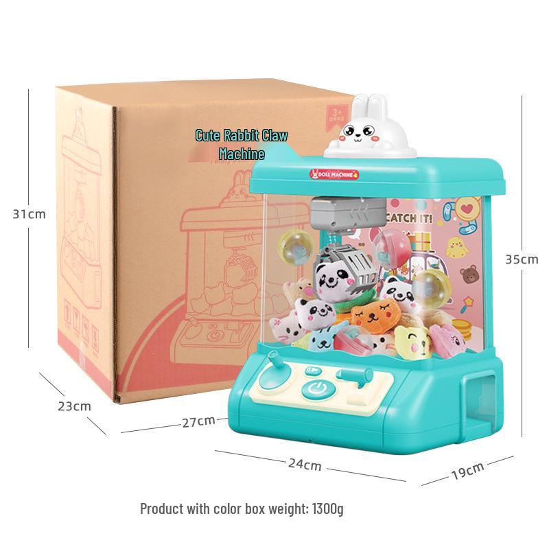 Large Cartoon Rabbit Claw Machine for Kids' Pretend Play - Plush Grab Gashapon Toy.