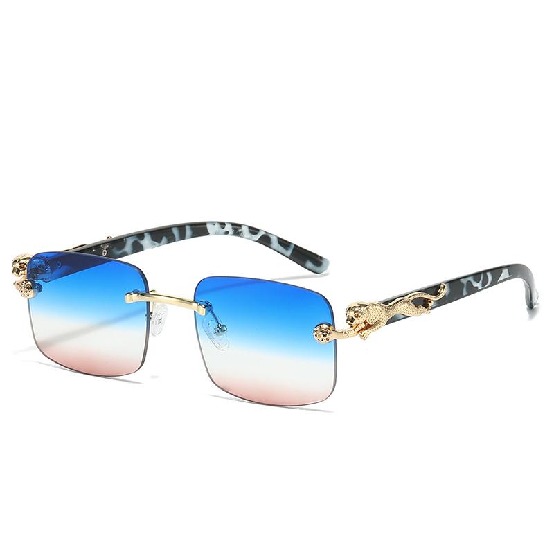 

Fashion Brand Luxury Designer Sunglasses Men Women Leopard Rimless Vintage Elegant Shades Glasses Trendy Cute Sunglasses