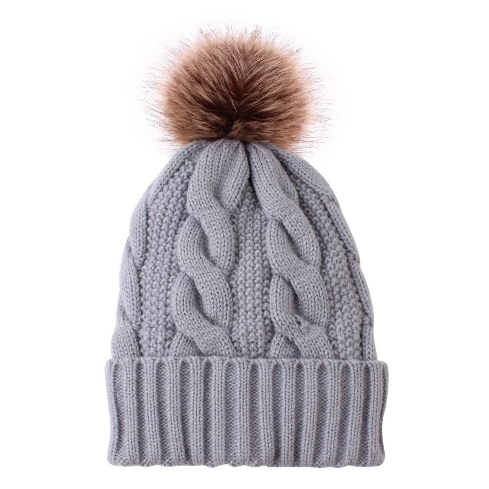 Women S Fleece Lined Pom Pom Knit Hat For Winter