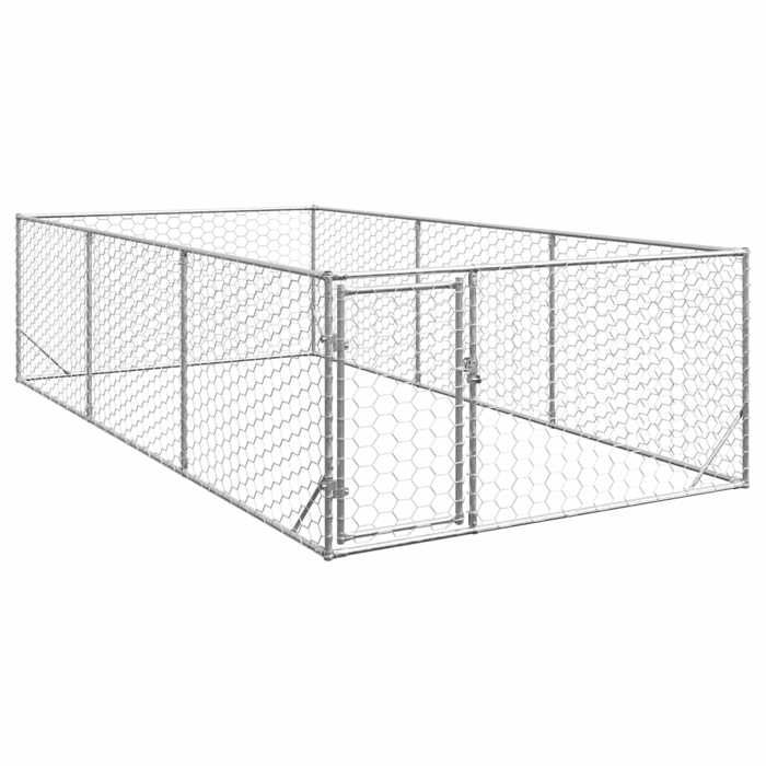 VidaXL Outdoor Kennel for Dogs Door 2x4x1 M Galvanized Steel, Outdoor Dog Cage, Large Dog Cage, Enclosure 4105412
