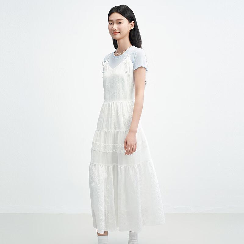 LEDING Lace Strap Pearl Jacquard Cami Dress