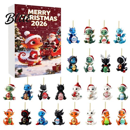 Festive Desktop Table Decor 2026 Dragon Advent Calendar 24 Days Funny Baby Figures Christmas Countdown Cute for Tree 2D Acrylic Cartoon Ornaments