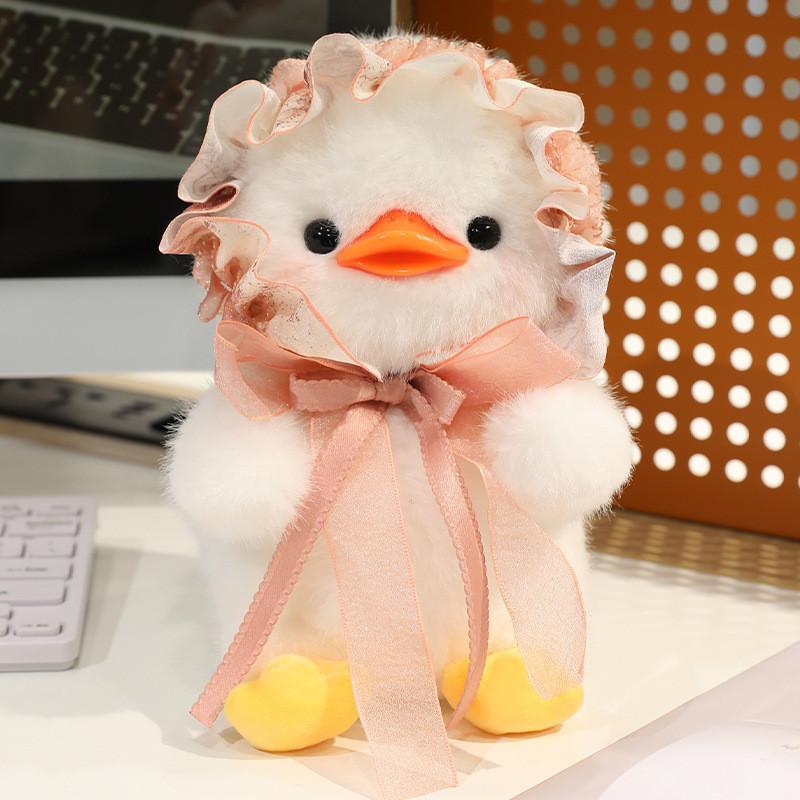 Duck Cartoon Lolita Plush Doll Wearing Hats And Bow Decorations For Kids Gift