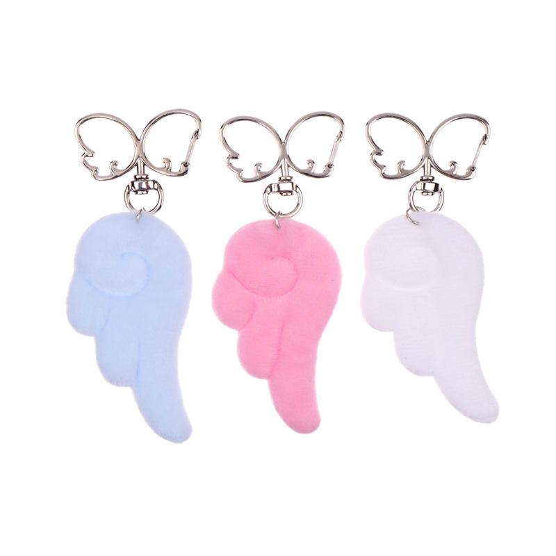 Y2K Sweet Plush Angel Wings Keychain Simple Butterfly Wing Keyring Pendant Bag Charms Backpack Hanging Decoration Couple Gifts