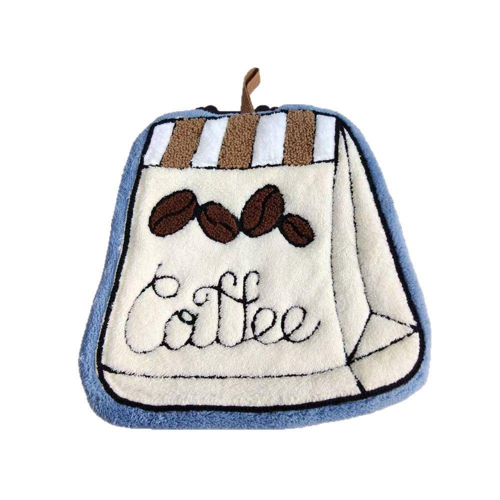 Coffee-Themed Hangable Hand Towel for Kitchen, Bath, and Kids