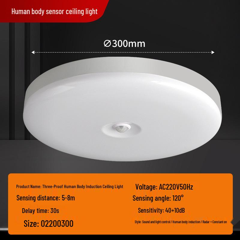 Tri-Proof LED Ceiling Light with Radar & Motion Sensor for Corridors and Staircases