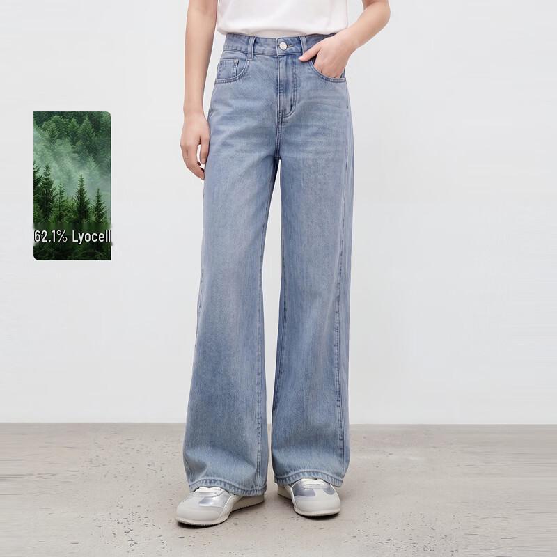 Women s High-Waisted Wide-Leg Denim Trousers M