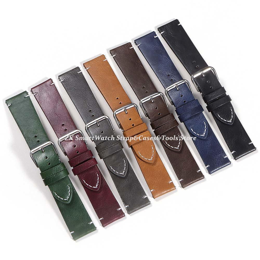 Calfskin Genuine Leather Watchbands Quick Release Watch Band 18mm 20mm 22mm 24mm Strap for Huawei Gt3/4 46mm Watches Accessories