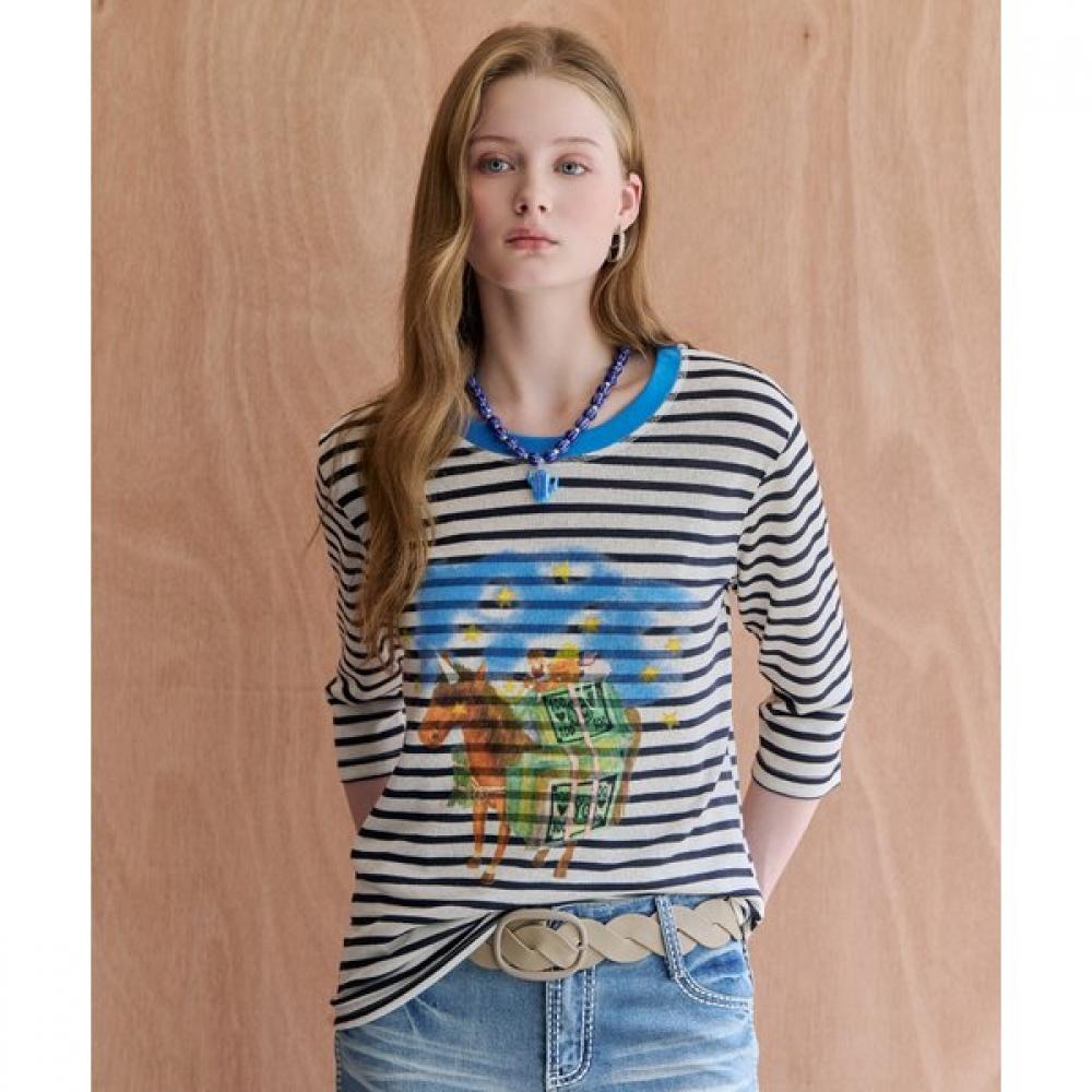 Maxza STripe 3 4 Sleeve T shirT